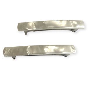 1970’s Mother of Pearl French Hair Clips Pearlescent White Barrettes, Deadstock